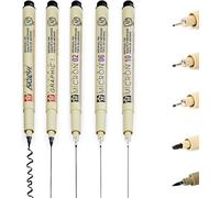 Stylos Fineliner Noirs,Stylo De Dessin Noir,Stylos À Encre Fineliner,Feutres Dessin Noir,Stylos Noir À Pointe Fine,Professionnel Artist Pen,Pour L¿Illustration,Manga,0.3mm/0.5mm/0.9mm/1mm/2mm,5 Pièce