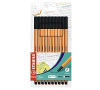 Stylos Fineliner STABILO Point 88 - Nib Fin 0,4mm - Noir - Pochette de 10