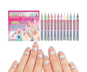 Stylos Gel à Vernis,Set de Marqueurs à Vernis Gel pour Art Manucure en 12 Couleurs | Kit Manucure Créative,Pour Dortoir, Appartement, Voyage, Institut de Beauté, Soirée Filles, Fête, Réunion