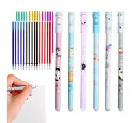 Stylos gel effaçables | Stylo signature portable, motif chat 0,5 mm, outils d'écriture pour bureau, salle de classe, étudiants, garçons, filles, journalistes scolaires, planificateurs