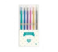 Stylos gel pailletés - DJECO - 6 stylos - Bleu et multicolore - Enfant - Mixte