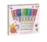 Janod - Stylos gel minis - 8 couleurs arc-en-ciel pailletés - format compact - Dès 6 ans