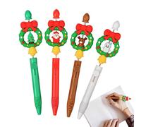Stylos Gel Rétractables De Noël | 4 Pièces De Papeterie À Thème Couronne Cartoon - Stylos Élan De Noël | Pour Écrire, Noter, Journaliser, Dessiner, Annoter, Pour Les Enseignants, Les Élèves, Les
