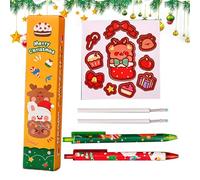Stylos gel rétractables - Dessin animé de Noël mignon - Stylos pour enfants, vacances, fournitures scolaires, stylos d'écriture amusants pour récompenses étudiantes, bureau, maison, cadeaux de fête