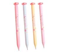 Stylos Gel Sakura à Fleurs, Lot de 4 Stylos Pastel, Encre Noire, Design Kawaii Japonais