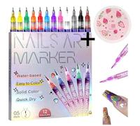 Stylos graffiti 3D pour nail art (12 couleurs), lingettes dissolvantes (32 feuilles), stylos vernis à ongles pour enfants, stylos vernis à ongles à pointe fine (1)