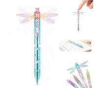 Stylos Libellule Gleaming Wings, Stylo à Bille avec Ailes de Libellule Mobiles, Stylos à Bille Novelty Mignons avec Corps Transparent, Stylo Amusants pour Journaling, École et Bureau (Rose)