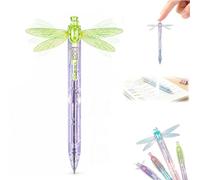 Stylos Libellule Gleaming Wings, Stylo à Bille avec Ailes de Libellule Mobiles, Stylos à Bille Novelty Mignons avec Corps Transparent, Stylo Amusants pour Journaling, École et Bureau (Vert)