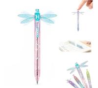 Stylos Libellule Gleaming Wings, Stylo à Bille avec Ailes de Libellule Mobiles, Stylos à Bille Novelty Mignons avec Corps Transparent, Stylo Amusants pour Journaling, École et Bureau (Bleu)