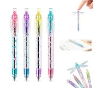 Stylos Libellule Gleaming Wings, Stylo à Bille avec Ailes de Libellule Mobiles, Stylos à Bille Novelty Mignons avec Corps Transparent, Stylo Amusants pour Journaling, École et Bureau (4 Pièces)