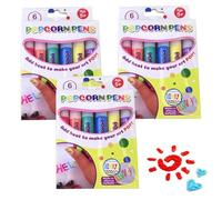 Stylos magiques gonflés, stylos à pop-corn 18 pièces/3 paquets 3D Art Safe Magic Puffy 6 couleurs bricolage dessin de pop-corn à bulles pour cartes de vœux d'anniversaire enfants, stylo couleur po
