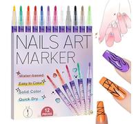 Stylos - Marqueurs à pointe fine 12 couleurs à séchage rapide, outils créatifs de peinture pour griffonnages d'ongles | pour artistes de salon, débutants en manucure, adolescentes