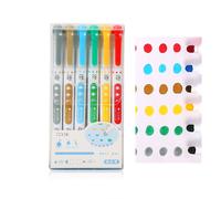 Stylos Marqueurs Colorés À Double Tête, 6 Pièces/Ensemble, Stylo Aquarelle De Grande Capacité Pour Décoration De Journal, Papeterie Artistique Scolaire Et De Bureau
