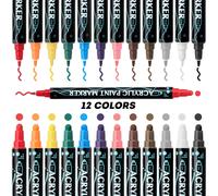 Stylos Marqueurs De Peinture Acrylique Extra Fins,Pointe À Points,Peinture Rupestre,Tasse,Céramique,Verre,Bois,Fournitures D'art Exécutives,12-36 Couleurs - Type 12 Colors #A