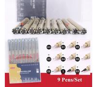 Stylos Marqueurs Fineliner Noirs Manga, Fournitures D'art, Croquis Étanches, Sakura Pigma Microns, Doublure Pigmentée, 9 Stylos