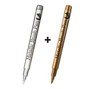Stylos Marqueurs Métalliques À Pinceau,Stylo De Peinture De Document En Or Et Argent,Marqueur D'art En Continu Pour L'artisanat Manga,Fournitures De Papeterie Scolaire,3 - Type Brush 1silver 1coppe