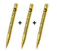 Stylos Marqueurs Métalliques À Pinceau,Stylo De Peinture De Document En Or Et Argent,Marqueur D'art En Continu Pour L'artisanat Manga,Fournitures De Papeterie Scolaire,3 Pièces,1 - Type Brush 3gold