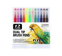 Stylos Marqueurs Souples Pour Aquarelle, 12 Couleurs/Ensemble, Stylos Marqueurs D'Art À Double Brosse, Pour Peinture Artistique, Fournitures Scolaires