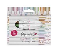 Stylos métalliques par docrafts Papermaina, Pack de 8 stylos à Pointe de Balle de Couleur chatoyante de Haute qualité, sèche avec Une Finition métallique