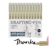Stylos Micron - 12 Pièces Marqueurs De Croquis Imperméables À Séchage Rapide, Fournitures D'art De Dessin À Pointe Fine Pour La Pratique Créative | Papeterie De Voyage Pour Les Fêtes De Bureau À L'éco