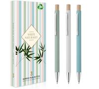 Stylos mignons et originaux - Lot de 3 stylos à offrir en aluminium et bambou recyclé - Stylo bleu pointe fine, cadeau femme original cadeau pour enseignante