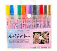 Stylos Nail Art 12 couleurs, marqueurs d'ongles lisses à séchage rapide, étanches, anti-fuites, non irritants pour les lignes, les points, les lettres, les détails..