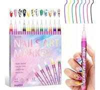Stylos Nail Art 12 Couleurs, Pointes Fines, Séchage Rapide, Style Graffiti, Kit de Stylos Acryliques 3D pour Dessiner et Peindre Vos Ongles. Outils de Manucure DIY(Metal tip)