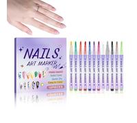 Stylos nail arts - Couleurs vives et, marqueurs nail arts Doodle, stylos Liner graffitii Dotting Point | Outils de peinture pour salon de maison, femmes, filles, adultes.