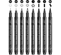Stylos Noir A Pointe Fine, 8Pcs Feutres Dessin, Professionnel Artist Pen, Stylos Feutre, Caligraphie Ecriture Kit Pour Manga Écritu