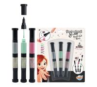 Stylos Ongles - Coffret 3 Stylos Double-Flacons Rose Vert Argent - Vernis Classique & Pailleté - Embout Pinceau + Embout Stylo - Couleurs Mix & Match - Dès 8 Ans - PS102