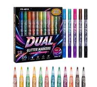 Stylos Pailletés 24 Couleurs Marqueurs Double-Pointe Pigmentation Intense
