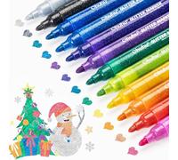 Stylos pailletés Ohuhu 12 couleurs, pointe de 3 mm Marqueurs pailletés à base d'eau pour les loisirs créatifs Cartes de vœux Cartes d'anniversaire Création d'affiches Albums Scrapbooking Tasses Bois
