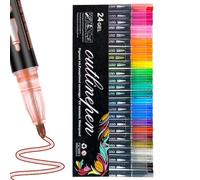 Stylos pinceaux à double pointe - Marqueurs de contour à double ligne - Marqueurs de coloriage, marqueurs à double pointe, surligneurs scintillants pour travaux manuels, scrapbooking, albums photo