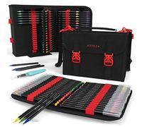 Stylos Pinceaux En Poil De Pinceau Véritable Arteza, 96 Feutres Aquarelles Et Stylo Pinceau Avec Étui Organiseur De 108 Espaces