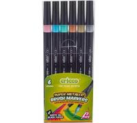 Stylos pinceaux métalliques double face 6 couleurs