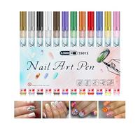 Stylos pour la Peinture des Ongles | 12 Pièces 0.5mm Outils à Ongles à Séchage Rapide avec Pointes Fines,Stylo pour le Dessin et Marqueur à Points - Pour Manucure, Dessin, Décoration, Lignage,