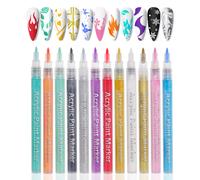 Stylos pour nail art (12 couleurs), outils et kit complets pour nail art : stylos de peinture acrylique et gel, stylo vernis à ongles, idéa