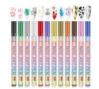 Stylos pour - Stylo à pour en 12 couleurs | Ensemble de stylos à vernis acrylique | Ensemble de stylo à pointe fine pour marqueurs décoratifs à ongles créatifs pour la conception de