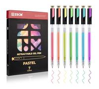 Stylos rétractables à encre gel pastel, 7 couleurs, grande capacité, stylos à encre gel éthérée subtile pour coloriage adulte, pointe fine de 1 mm, stylo de couleur lisse pour journal intime, prise de