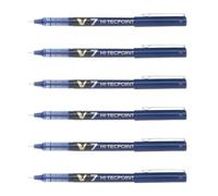 Stylos roller Hi-Tecpoint V7 - PILOT - Lot de 6 - Encre liquide - Pointe moyenne - Bleu