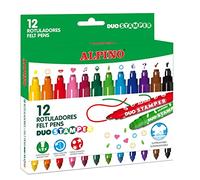 Stylos tampons Alpine 12 Duo | Marqueurs à double pointe | Marqueurs pour tamponner, décorer et colorier | Couleurs assorties