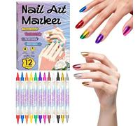Stylos Vernis à Ongles - 12 Couleurs de Longue Durée - Stylo Liner Imperméable à l'Eau pour la Peinture des Ongles,pour le Voyage, la Fête, à l'École, la Petite Amie, l'Épouse et