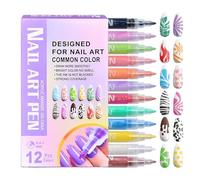 Stylos Vernis à Ongles,12 Couleurs De Vernis À Séchage Rapide Avec Pointe En Acrylique - Stylos pour Peinture sur Ongles - Idée Cadeau pour Débutantes Adolescents Filles Garçons Fêtes Noël Remplissage