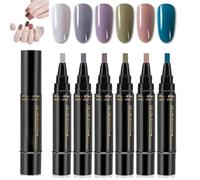 Stylos Vernis à Ongles, 6 Couleurs par Coffret, Stylos Gel Multifonctions à Séchage Rapide, Coffret Professionnel pour Femme
