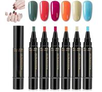 Stylos Vernis à Ongles, 6 Couleurs par Coffret, Stylos Gel Multifonctions à Séchage Rapide, Coffret Professionnel pour Femme