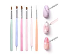 Stylos Vernis à Ongles, 6 Stylos à Vernis à Ongles, Kit Manucure Double Embout et Pince à Strass pour Femme Salon Maison Voyage Gel UV