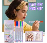 Stylos Vernis à Ongles | Stylos de Peinture Imperméables à Pointillage Graffiti - 5 Couleurs Pointe 0.5mm Décorations Pointillés Lignes Manucure - Pour Femmes Débutantes Professionnelles Jeunes Filles
