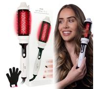 STYLPRO Brosse thermique avec LED rouges et proches de l'infrarouge - 58 LED NIR + 84 LED rouges, baril en céramique, chaleur réglable, brosse à cheveux et à boucler légère