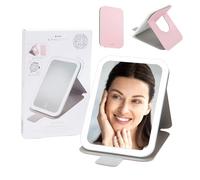 STYLPRO On Tour Petit miroir de voyage à DEL - Miroir de maquillage portable lumineux avec 3 réglages à intensité variable, rechargeable par USB-C, support pliable à plat, idéal pour les retouches de