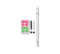 Stylus capacitif 3 en 1 - Positionnement précis, Stylo Multifonctionnel avec 2 Embouts en Fibre + léger et Portable pour tablettes et téléphones Mobiles (Blanc)